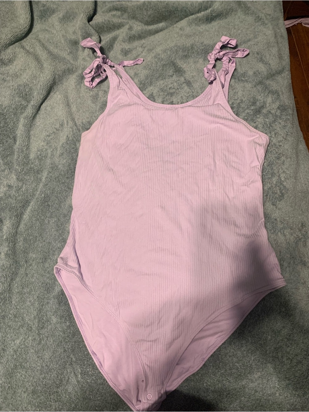 Old Navy Lilac Ribbed Bodysuit with Tie Straps